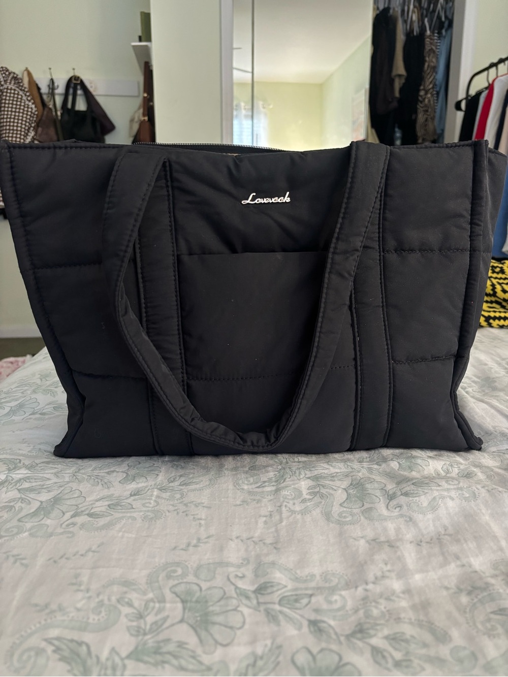 Black Quilted Tote Bag